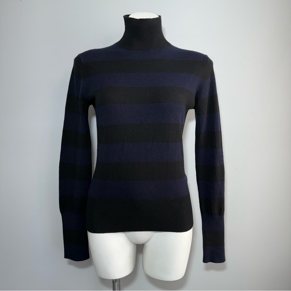 Rag & Bone Navy Black Striped Cashmere Wool Blend Mock Neck Turtleneck Sweater S - Picture 4 of 15